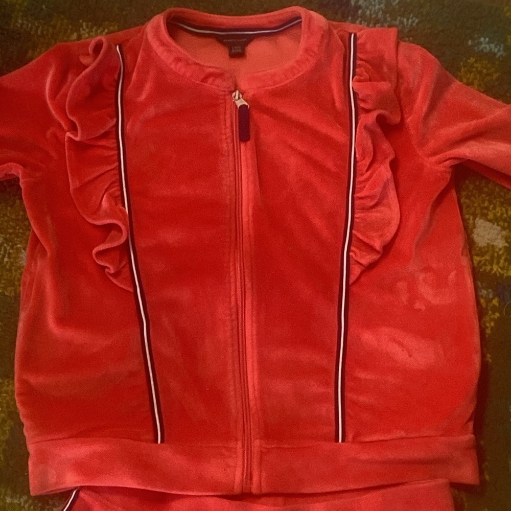 Tommy Hilfiger— Girls L 12/14– Strawberry Red Velour Set